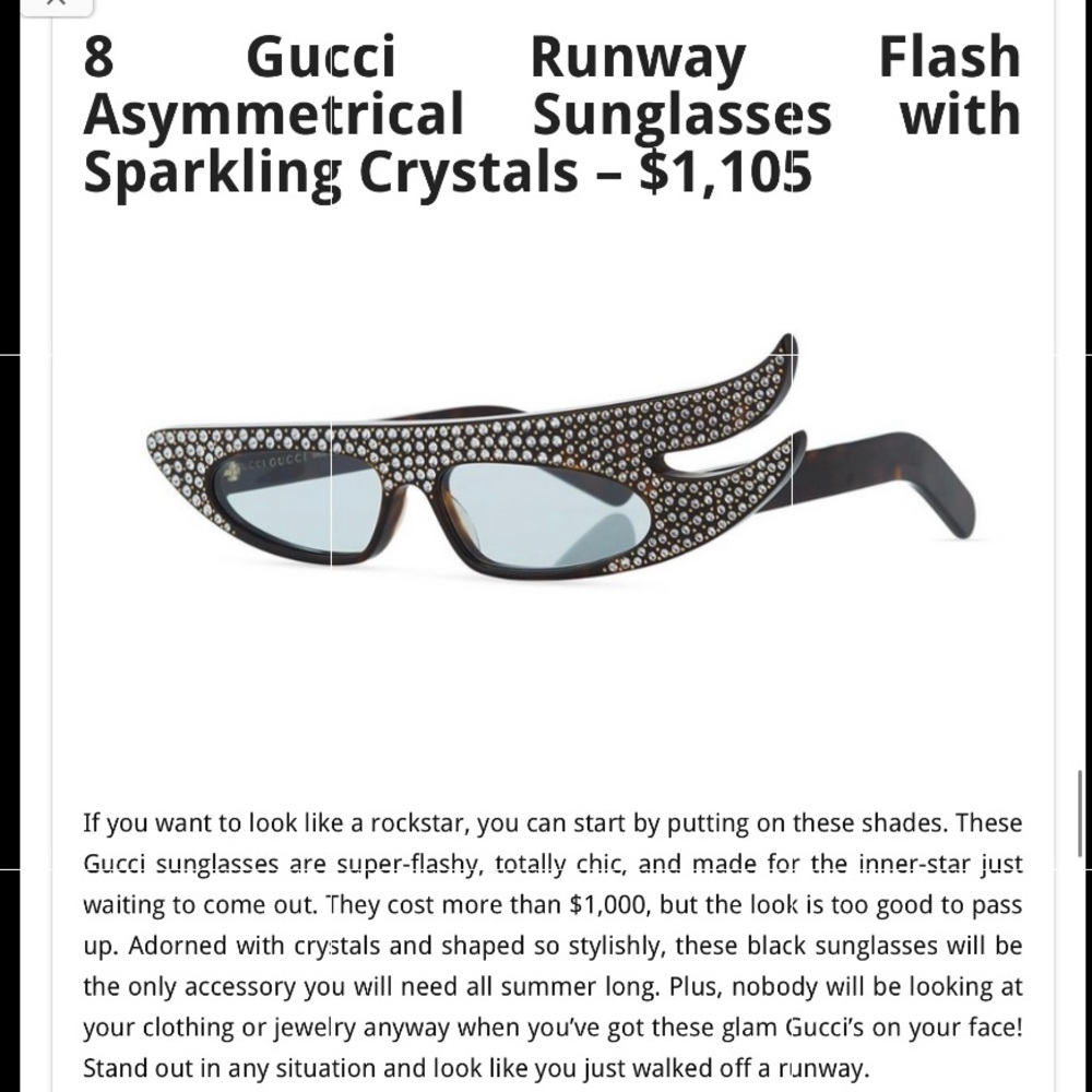 GUCCI DRAMATIC & FUTURISTIC CRYSTAL EMBELLISHED CAT EYE SUNGLASSES - Picture 3 of 16